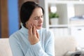 Young woman with severe toothache at home Royalty Free Stock Photo
