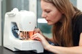 Young woman sewing Royalty Free Stock Photo