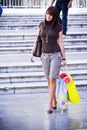 Young woman after shopping