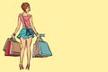 Young woman with shopping bags on sale Royalty Free Stock Photo