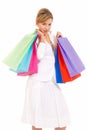 Young woman with shopping bags standing isolated Royalty Free Stock Photo
