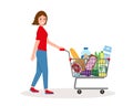 Young woman with shopping cart Royalty Free Stock Photo