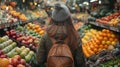 Young woman shopping for fresh produce at an indoor fruit market Royalty Free Stock Photo