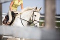 Young woman show jumping Royalty Free Stock Photo