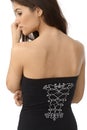 Young woman showing back and profile