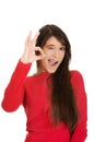 Young woman showing perfect sign. Royalty Free Stock Photo