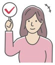 Young woman showing placards illustration  checkmark Royalty Free Stock Photo