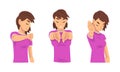 Young Woman Showing Thumb Down and Stop Gesture with Her Palm Hand Vector Set Royalty Free Stock Photo