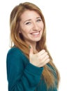 Young woman is showing thumb up gesture Royalty Free Stock Photo