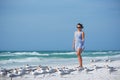 Young woman on Siesta Key beach, Florida Royalty Free Stock Photo