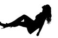 young woman silhouette and body expression black and white vector image fashion beauty on white background transparent mocup Royalty Free Stock Photo