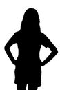 young woman silhouette and body expression black and white vector image fashion beauty on white background transparent mocup Royalty Free Stock Photo