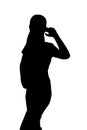 young woman silhouette and body expression black and white vector image fashion beauty on white background transparent mocup Royalty Free Stock Photo