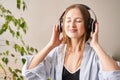 Young woman sing at home. House lyrics dance. Funny song. Independent portrait Royalty Free Stock Photo