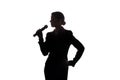 Young woman singing into the microphone Royalty Free Stock Photo