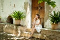 Young woman in Alfabia gardens