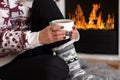 Cozy Winter Evenings: Warmth by the Fireplace Royalty Free Stock Photo