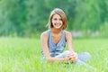 Young woman sitting grass Royalty Free Stock Photo