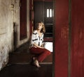 Young Woman Sitting Stairs Concept Royalty Free Stock Photo