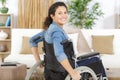 Young woman sitting on wheelchair Royalty Free Stock Photo