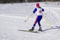 Young woman skiing fast on the slope Winter vacation