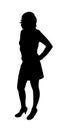 Young Woman in Skirt and Pumps Silhouette on White Background