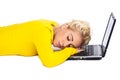 Young Woman Sleeping on Laptop Royalty Free Stock Photo