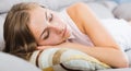 Young woman sleeping on sofa Royalty Free Stock Photo