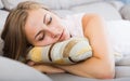 Young woman sleeping on sofa Royalty Free Stock Photo