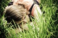 Young woman slept on the grass Royalty Free Stock Photo