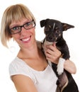 Young woman and small cute dog Royalty Free Stock Photo