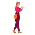 Young woman with smartphone flat vector illustration