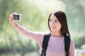 Young woman smile take selfie