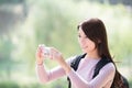 Young woman smile take selfie