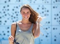 Young woman smiling outdoors Royalty Free Stock Photo