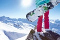 Young woman with snowboard Royalty Free Stock Photo