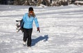 Young woman snowboarder Royalty Free Stock Photo