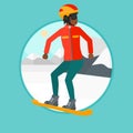 Young woman snowboarding vector illustration. Royalty Free Stock Photo