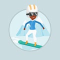 Young woman snowboarding vector illustration. Royalty Free Stock Photo