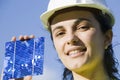 Young woman with a solar cell Royalty Free Stock Photo