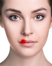 Young woman with sore on the lips Royalty Free Stock Photo