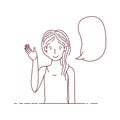 Young woman with speech bubble avatar character