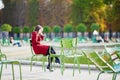 Young woman in Tuileries garden of Paris, France Royalty Free Stock Photo