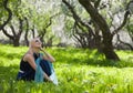 Young woman at spring park Royalty Free Stock Photo