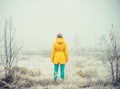 Young Woman standing alone outdoor Travel Lifestyle Royalty Free Stock Photo