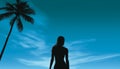 Young woman standing in nature, backlit by blue sunset generated by AI Royalty Free Stock Photo