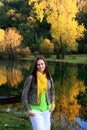 Young woman standing near Crnojevica river, Montenegro Royalty Free Stock Photo