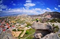 Young woman on a stone in Goreme, Cappadocia