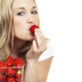 Young woman with strawberry