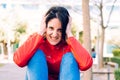 Young woman stressed and anxious with her hands in her hair and crazy face Royalty Free Stock Photo